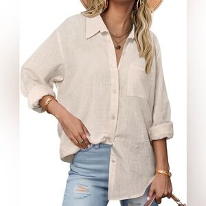 Cotton gauze button down shirt
